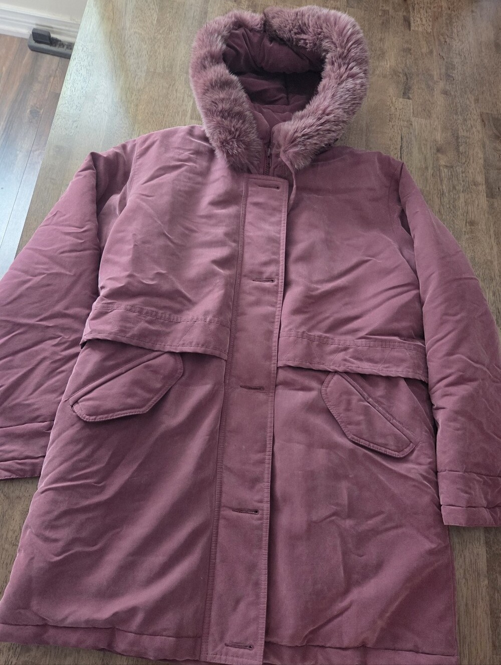 Nuage Polar Loft Plush Hooded Parka Jacket in Dusty Rose